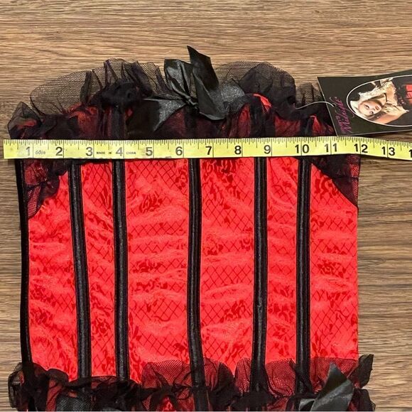 NWT Seven ‘Til Midnight Corset With Boning Red With Black Lace Detail Size Small - Picture 9 of 12